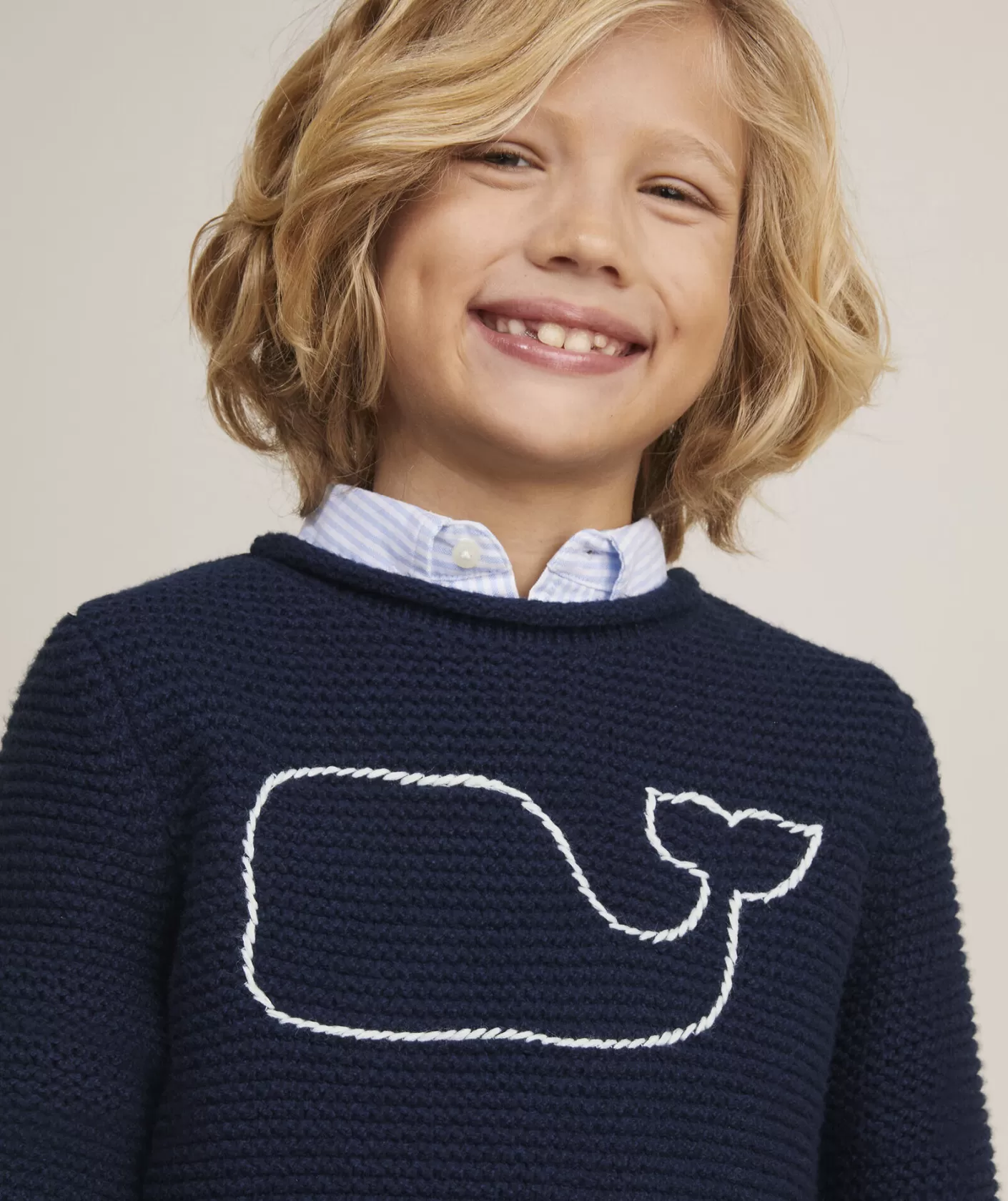 Vineyard Vines Boys’ Cotton Cashmere Cable Crewneck Sweater< Sweaters