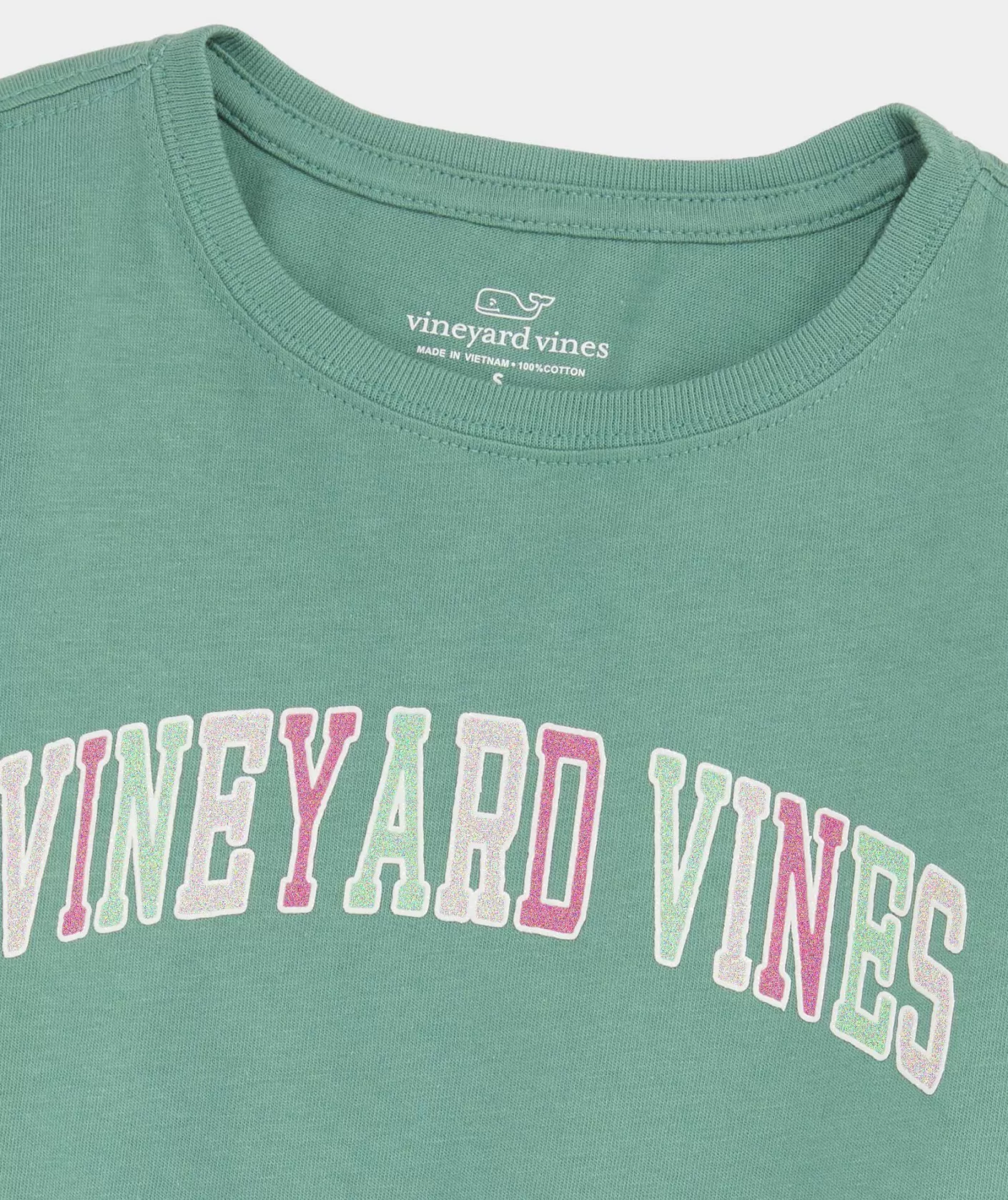 Vineyard Vines Girls' Glitter St. Patrick's Day Whale Long-Sleeve Pocket Tee< Tops, Tees & Polos