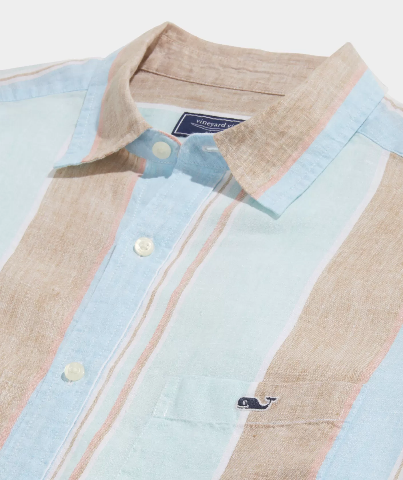 Vineyard Vines Linen Short-Sleeve Wharf Stripe Shirt< Button-Down Shirts